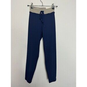 Offline Aerie M Real Me Hi-Rise 7/8 Ribbed Leggings Long Blue Striped Waist NWT